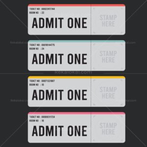 Modern Ticket Design Vector Template (4 Color Variations)
